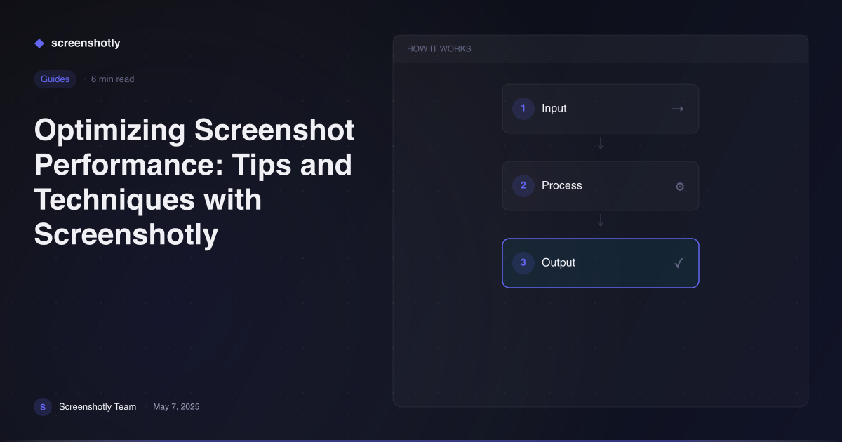 Optimizing Screenshot Performance: Tips and Techniques with Screenshotly — Screenshotly Guides