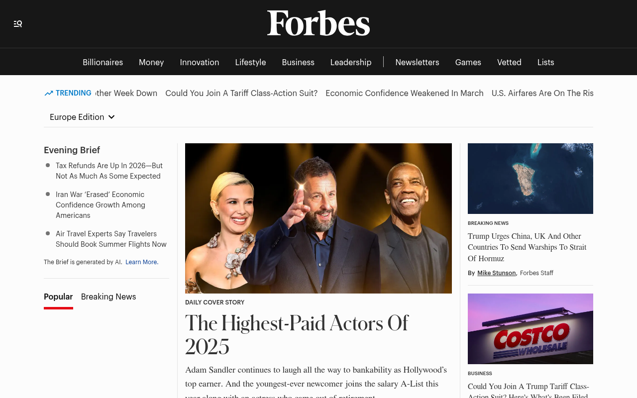 Clean screenshot of forbes.com with ads and cookie banners removed
